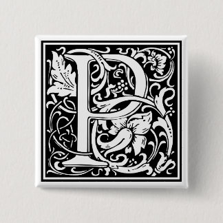 William Morris Alphabet "P" Vierkante Button 5,1 Cm