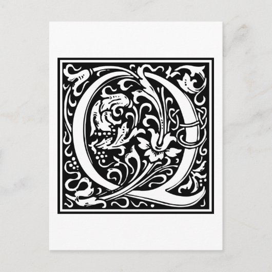 William Morris Alphabet "Q" Briefkaart (Voorkant)