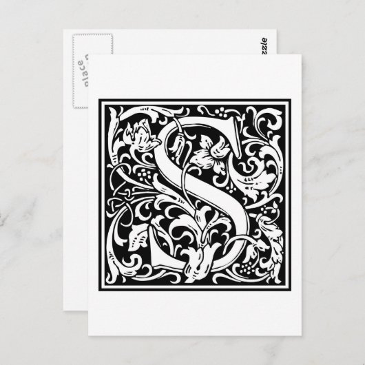 William Morris Alphabet "S" Briefkaart (Voorkant / Achterkant)