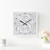 William Morris Alphabet "S" Square Wall Clock Vierkante Klok (Huis)