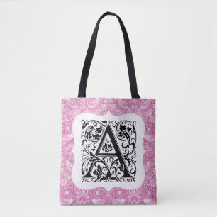 William Morris Alphabet Strawberry Thief Pink Draagtas