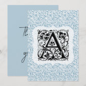 William Morris Alphabet Willow Bough Blue Bedankkaart (Voorkant / Achterkant)