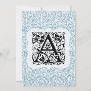 William Morris Alphabet Willow Bough Blue Bedankkaart
