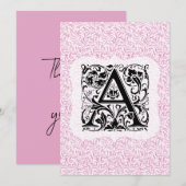 William Morris Alphabet Willow Bough Pink Bedankkaart (Voorkant / Achterkant)