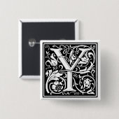 William Morris Alphabet "Y" Vierkante Button 5,1 Cm (Voorkant /achterkant)