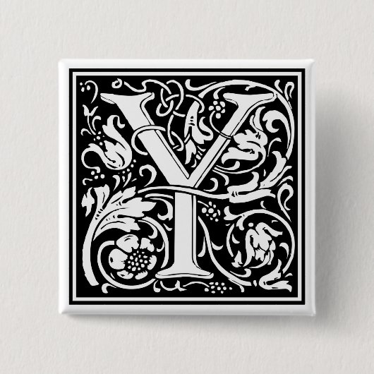 William Morris Alphabet "Y" Vierkante Button 5,1 Cm (Voorkant)
