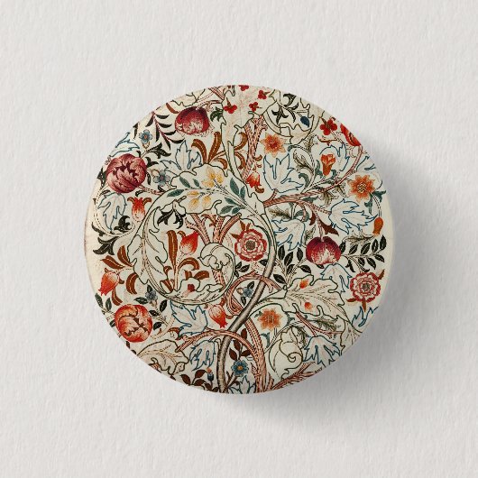 William Morris Ancanthus Portiere Design Ronde Button 3,2 Cm (Voorkant)