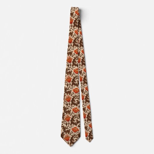 William Morris Anemone, Beige, Brown en Rust Stropdas (Voorkant)
