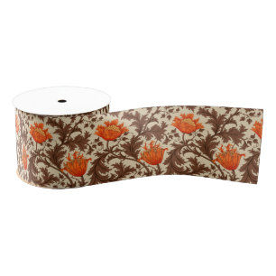 William Morris Anemone, Beige, Brown & Rust Sinaas Grosgrain Lint