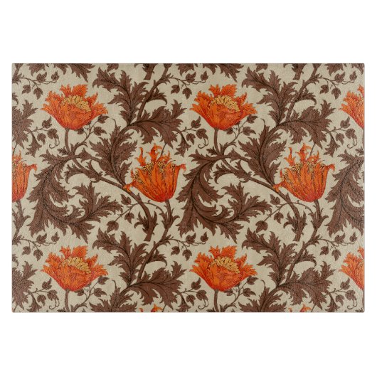 William Morris Anemone, Beige, Brown & Rust Sinaas Snijplank (Voorkant)