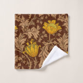 William Morris Anemone, Brown en Mustard Gold Bad Handdoek (Wasdoekje)