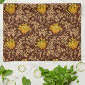 William Morris Anemone, Brown en Mustard Gold Theedoek (Gevouwen)