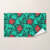 William Morris Anemone, Deep Red en Turquoise Bad Handdoek (Handdoek)