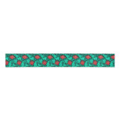 William Morris Anemone, Deep Red en Turquoise Grosgrain Lint (Voorkant)