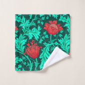 William Morris Anemone, Deep Red et Turquoise (Gant de toilette)