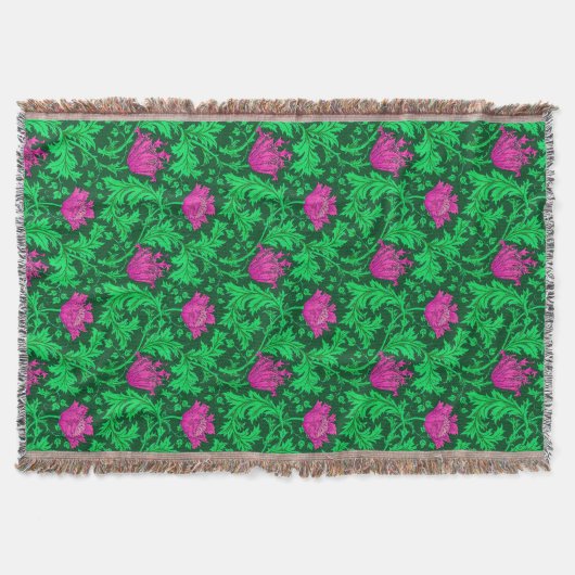 William Morris Anemone, Emerald Green en Fuchsia Deken (Voorkant)