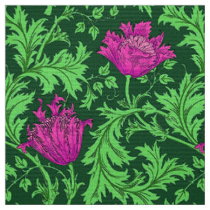 William Morris Anemone, Emerald Green en Fuchsia Stof
