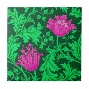 William Morris Anemone, Emerald Green en Fuchsia Tegeltje