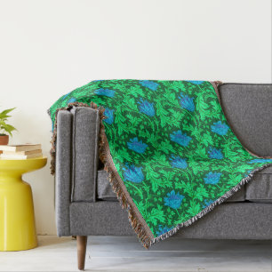 William Morris Anemone, Emerald Green & Turquoise Deken