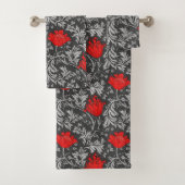 William Morris Anemone, Grey/Grey en Red Bad Handdoek (Insitu)