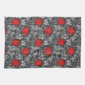 William Morris Anemone, Grey/Grey en Red Theedoek (Horizontaal)