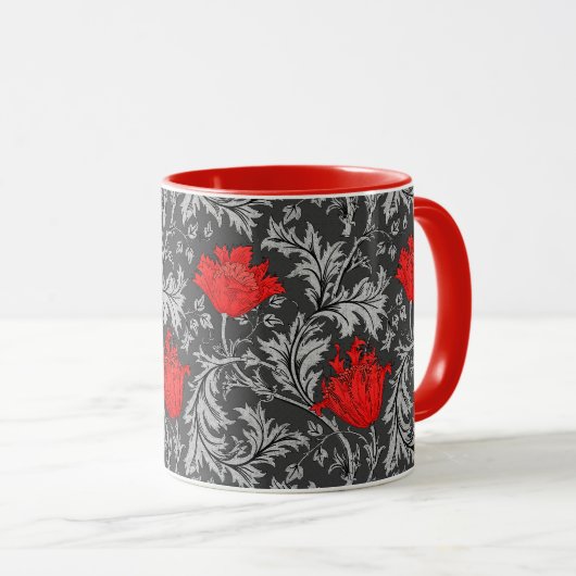 William Morris Anemone, Grey / Grey / Mug rouge (Devant droit)