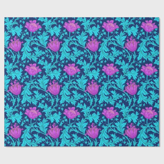 William Morris Anemone, Navy, Turquoise en Magenta Cadeaupapier (Vlak)