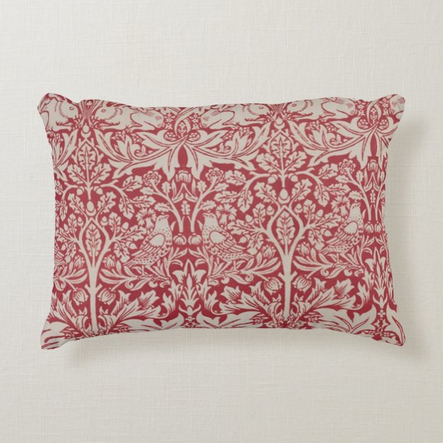 William Morris  Animals Birds Rabbits Pink Accent Kussen (Voorkant)