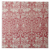William Morris  Animals Birds Rabbits Pink Tegeltje (Voorkant)