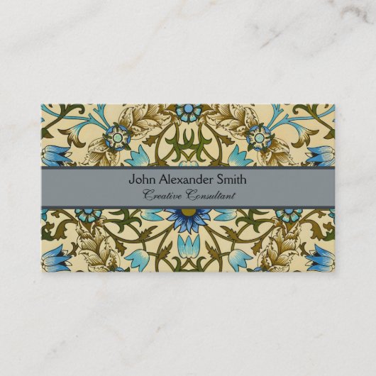 William Morris - Antiek 1873 Vine & Flower Pattern Visitekaartje (Voorkant)