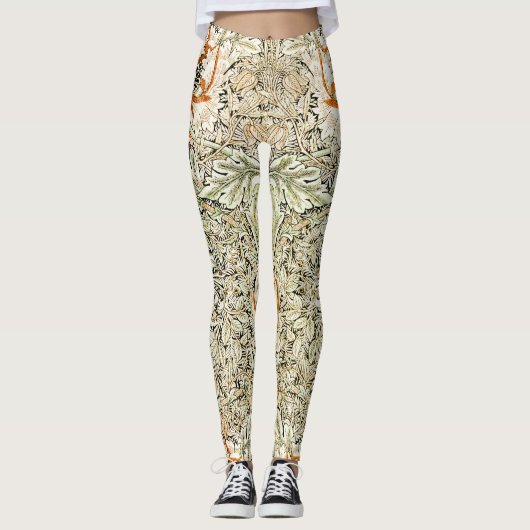 William Morris Antiek Honeysuckle Floral Classic Leggings (Voorkant)