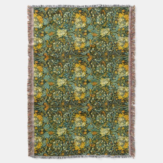 William Morris Antiek Honeysuckle Floral Pattern Deken (Voorkant Verticaal)