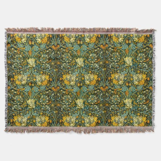 William Morris Antiek Honeysuckle Floral Pattern Deken (Voorkant)