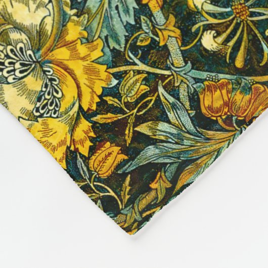 William Morris Antiek Honeysuckle Floral Pattern Fleece Deken (Hoek)