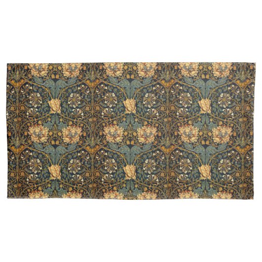 William Morris Antiek Honeysuckle Floral Pattern Kussensloop (Voorkant)