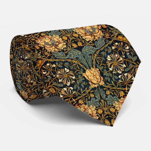 William Morris Antiek Honeysuckle Floral Pattern Stropdas (Opgerold)
