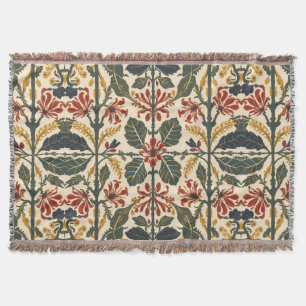 William Morris Antiek Kamperfoelie Bloemmotief Deken