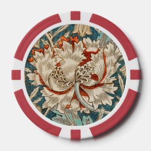 William Morris -Antiek kamperfoelie bloemmotief Poker Chips