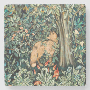 William Morris antieke vos bos tapijt kunst Stenen Onderzetter