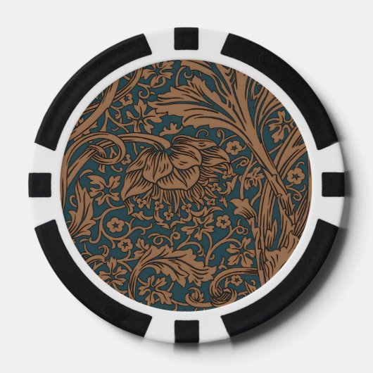 William Morris Arcadia Floral Pattern Classic Poker Chips (Voorkant)