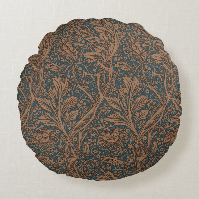 William Morris Arcadia Floral Pattern Classic Rond Kussen (Voorkant)