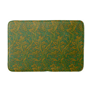 William Morris Arcadia Floral Pattern Green Golden Badmat