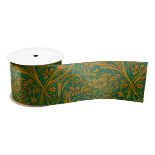 William Morris Arcadia Floral Pattern Green Golden Lint
