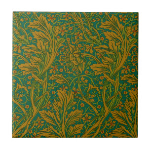 William Morris Arcadia Floral Pattern Green Golden Tegeltje