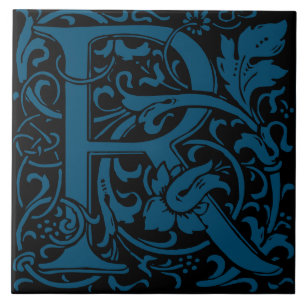 William Morris Art Nouveau Alfabet Blaad Letter R Tegeltje