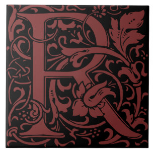 William Morris Art Nouveau Alfabet Blaadje Letter Tegeltje