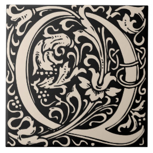 William Morris Art Nouveau Alfabet Bladletter Q Tegeltje