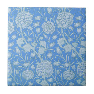 William Morris - Art Nouveau Blauw Wild Tulpen Tegeltje