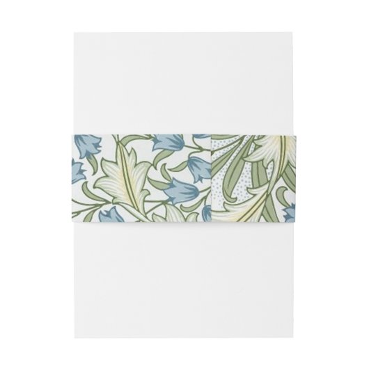 William Morris - Art Nouveau Blauwe Belbloemen Uitnodigingen Wikkel (Achterkant Voorbeeld)