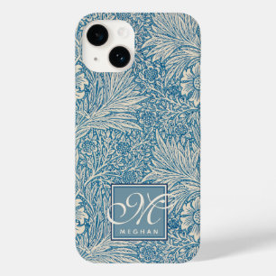 William Morris, Art Nouveau Blue Marigold Monogram Case-Mate iPhone 14 Hoesje